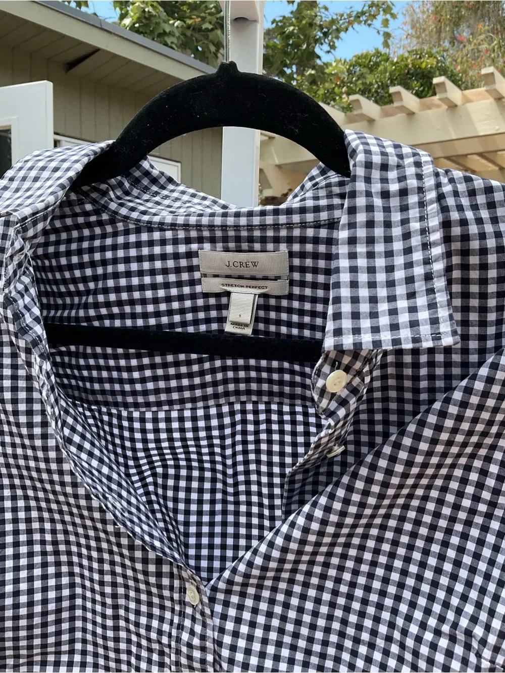 J. Crew Black and White Gingham Button-Down Shirt